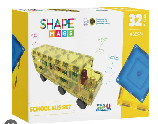32 قطعة مجموعة حافلة مدرسية (Shapemags)